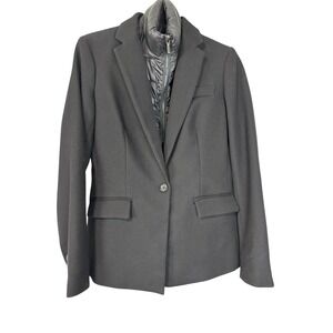 Cynthia Rowley Black Blazer with Removable Quilted Vest Women's Size M